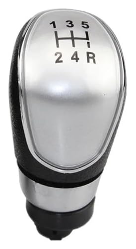 ELCEAMMDLW Schalthebel Auto Kompatibel mit Ford Kompatibel mit Fiesta MK7 2008-2013 Kompatibel mit Focus MK2 FL 5 6 Gang Schaltgetriebehebel Auto Schaltknauf Handball(Silver,5 Speed) von ELCEAMMDLW