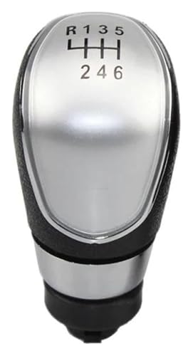 ELCEAMMDLW Schalthebel Auto Kompatibel mit Ford Kompatibel mit Fiesta MK7 2008-2013 Kompatibel mit Focus MK2 FL 5 6 Gang Schaltgetriebehebel Auto Schaltknauf Handball(Silver,6 Speed) von ELCEAMMDLW