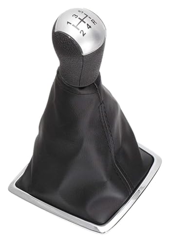 ELCEAMMDLW Schalthebel Auto Kompatibel mit Ford Kompatibel mit Focus 2 MK II 2005-2011 5 Gang Schaltgetriebe Schaltknauf PU Leder Gamasche Boot Cover(Silver) von ELCEAMMDLW