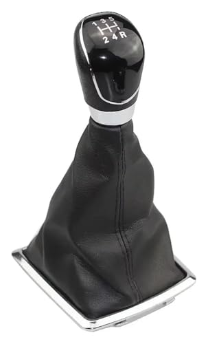 ELCEAMMDLW Schalthebel Auto Kompatibel mit Ford Kompatibel mit Focus 2 MK2 2005-2008 5 6 Geschwindigkeit Schaltknauf Hebel Handball Gamasche Boot Leder Abdeckung(Black,5 Speed) von ELCEAMMDLW
