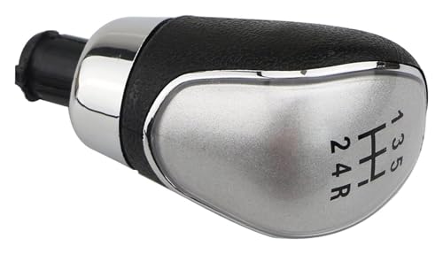 ELCEAMMDLW Schalthebel Auto Kompatibel mit Ford Kompatibel mit Focus 2 MK2 Kompatibel mit Fiesta Kompatibel mit Kuga Car Styling 5 6 Gang Schaltkopf Schaltknauf Ledermanschette(5 Speed Silver Knob) von ELCEAMMDLW