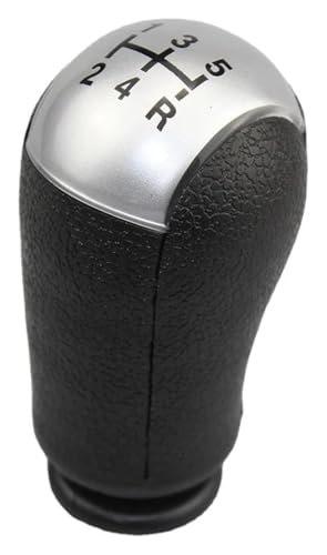 ELCEAMMDLW Schalthebel Auto Kompatibel mit Ford Kompatibel mit Focus Kompatibel mit C-Max Kompatibel mit Mustang 5 6 Gang Schaltgetriebe Schaltknauf Stick Head Shifter Hebelgriff(Silver,5 speed) von ELCEAMMDLW