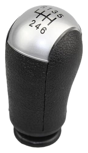 ELCEAMMDLW Schalthebel Auto Kompatibel mit Ford Kompatibel mit Focus Kompatibel mit C-Max Kompatibel mit Mustang 5 6 Gang Schaltgetriebe Schaltknauf Stick Head Shifter Hebelgriff(Silver,6 speed) von ELCEAMMDLW