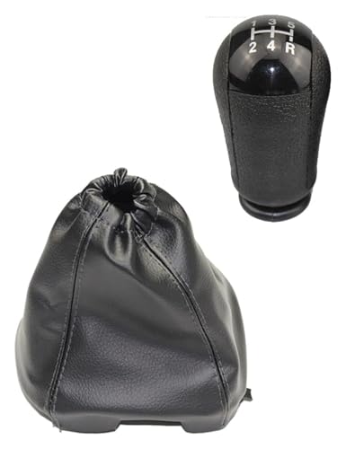 ELCEAMMDLW Schalthebel Auto Kompatibel mit Ford Kompatibel mit Transit Kompatibel mit Ab MK7 2006-2013 Auto Schaltknauf PU Lederhebel Gaitor Boot Cover(5 Speed Black Pair) von ELCEAMMDLW