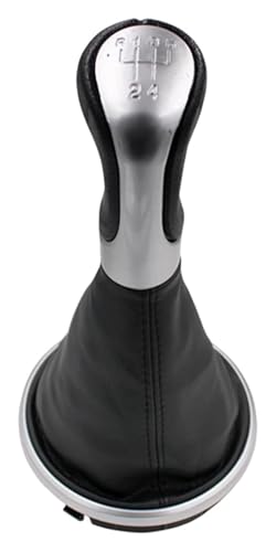 ELCEAMMDLW Schalthebel Auto Kompatibel mit Skoda Kompatibel mit Fabia 2 II MK2 2007-2012 Kompatibel mit Roomster 2006-2010 Auto Schalthebel Schaltknauf Mit Ledermanschette(Silver) von ELCEAMMDLW