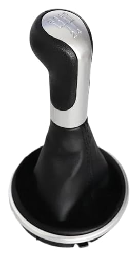 ELCEAMMDLW Schalthebel Auto Kompatibel mit Skoda Kompatibel mit Fabia 2 II MK2 2007-2014 Auto Schalthebel Schaltknauf Leder Boot 5J0711113F(Silver) von ELCEAMMDLW