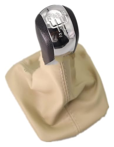 ELCEAMMDLW Schalthebel Auto Kompatibel mit Skoda Kompatibel mit Octavia A5 MK2 1Z5 2004-2008 Auto 5 Gang Schalthebel Schaltknauf Mit Ledermanschette(Black) von ELCEAMMDLW