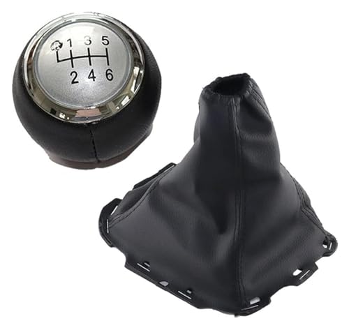 ELCEAMMDLW Schalthebel Auto Kompatibel mit Toyota Kompatibel mit Avensis III Kompatibel mit T27 2008-2015 Auto Schaltknauf 5 6 Gang Hebel Gaitor Boot Cover(5 Speed Silver Set) von ELCEAMMDLW