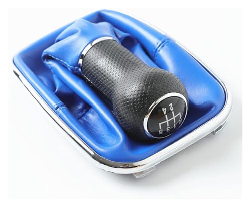 ELCEAMMDLW Schalthebel Auto Kompatibel mit VW Kompatibel mit Golf 4 MK4 Kompatibel mit Bora Kompatibel mit Jetta GTI R32 2000-2004 12mm Auto Schaltknauf Gamasche Boot(5 Speed Blue) von ELCEAMMDLW
