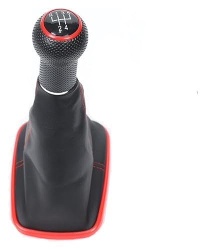 ELCEAMMDLW Schalthebel Auto Kompatibel mit VW Kompatibel mit Golf 4 MK4 Kompatibel mit Bora Kompatibel mit Jetta GTI R32 2000-2004 12mm Auto Schaltknauf Gamasche Boot(5 Speed Red) von ELCEAMMDLW