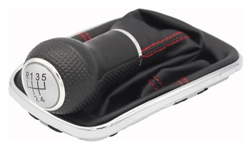 ELCEAMMDLW Schalthebel Auto Kompatibel mit VW Kompatibel mit Golf 4 MK4 Kompatibel mit Bora Kompatibel mit Jetta GTI R32 2000-2004 12mm Auto Schaltknauf Gamasche Boot(5 Speed Silver) von ELCEAMMDLW