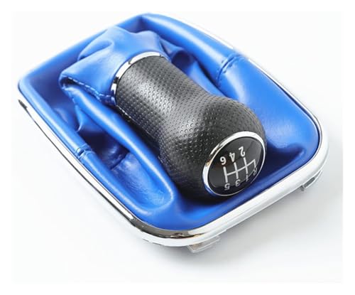 ELCEAMMDLW Schalthebel Auto Kompatibel mit VW Kompatibel mit Golf 4 MK4 Kompatibel mit Bora Kompatibel mit Jetta GTI R32 2000-2004 12mm Auto Schaltknauf Gamasche Boot(6 Speed Blue) von ELCEAMMDLW