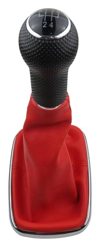 ELCEAMMDLW Schalthebel Auto Kompatibel mit VW Kompatibel mit Golf 4 MK4 Kompatibel mit Bora Kompatibel mit Jetta GTI R32 Auto 5 6 Geschwindigkeit Schaltknauf Gamasche Boot(5 Speed Red) von ELCEAMMDLW