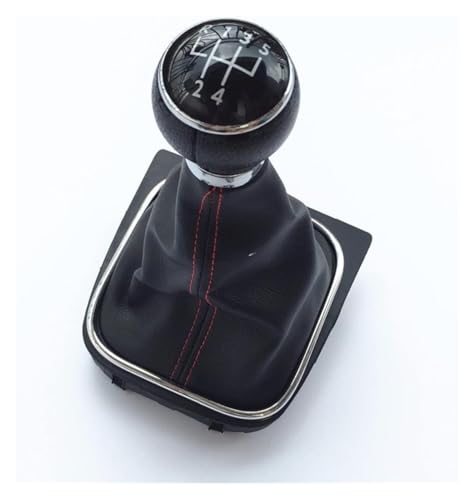 ELCEAMMDLW Schalthebel Auto Kompatibel mit VW Kompatibel mit Golf 5 V MK5 MK6 Kompatibel mit Jetta R32 Kompatibel mit Rabbit 6 Gang Schaltknauf Mit Leder Boot Kragengehäuse(5 Speed Black B) von ELCEAMMDLW