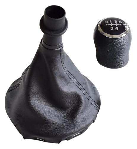 ELCEAMMDLW Schalthebel Auto Kompatibel mit VW Kompatibel mit Transporter Kompatibel mit Multivan Kompatibel mit Caravelle T5 2003-2010 Auto 6 Gang Schalthebel Schaltknauf Lederstiefel(5 Speed-black) von ELCEAMMDLW