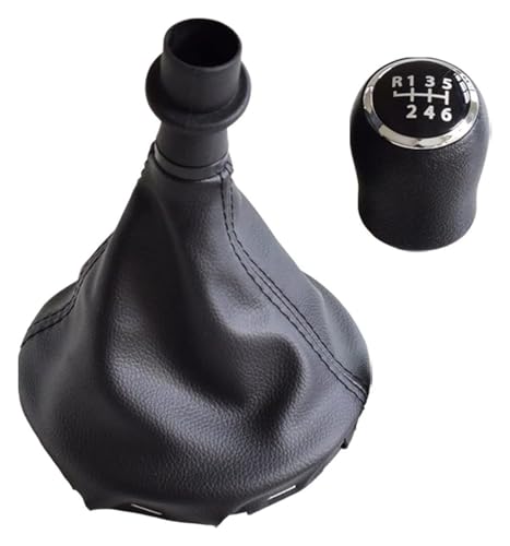ELCEAMMDLW Schalthebel Auto Kompatibel mit VW Kompatibel mit Transporter Kompatibel mit Multivan Kompatibel mit Caravelle T5 2003-2010 Auto 6 Gang Schalthebel Schaltknauf Lederstiefel(6 Speed-black) von ELCEAMMDLW