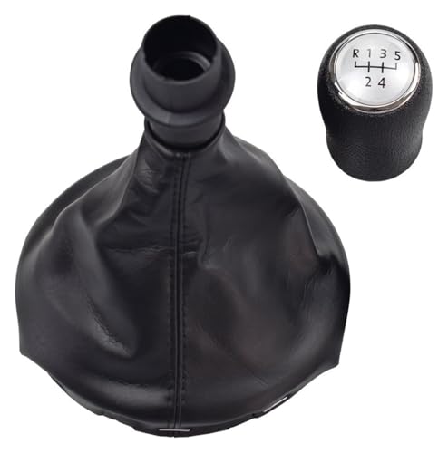 ELCEAMMDLW Schalthebel Auto Kompatibel mit VW Kompatibel mit Transporter T5 .1 T6 Gp 2003-2007 Schalthebel Schaltknauf Leder Gamasche Boot Cover Auto 5 6 Geschwindigkeit(5 Speed-silver) von ELCEAMMDLW