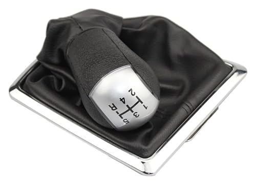 Schalthebel Auto Kompatibel mit Ford Kompatibel mit Focus Kompatibel mit Mondeo MK2 II MK3 Kompatibel mit Mustang Kompatibel mit Galaxy Auto Schaltknauf Schaltmanschette Boot Cover(5 Speed Silver) von ELCEAMMDLW