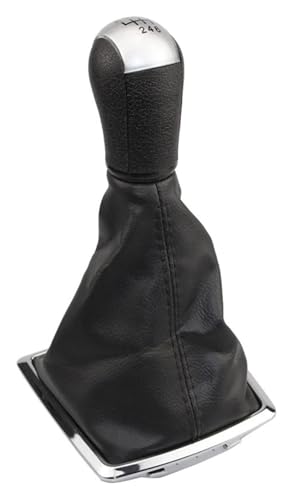 Schalthebel Auto Kompatibel mit Ford Kompatibel mit Focus Kompatibel mit Mondeo MK2 II MK3 Kompatibel mit Mustang Kompatibel mit Galaxy Auto Schaltknauf Schaltmanschette Boot Cover(6 Speed Silver) von ELCEAMMDLW