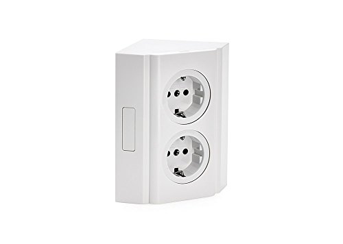 Ecksteckdose 2fach Steckdosenelement Alu-metallic von Naber