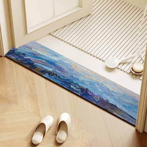 Anti-Rutschen kann schmale Türkissen waschen, Saugfähige, schnelltrocknende, maschinenwaschbare Bade- und Küchenmatte, Mehrfarbig, mehrere Größen(C,30x80cm) von ELDFLRURB