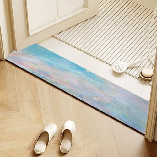 Anti-Rutschen kann schmale Türkissen waschen, Saugfähige, schnelltrocknende, maschinenwaschbare Bade- und Küchenmatte, Mehrfarbig, mehrere Größen(H,25x100cm) von ELDFLRURB