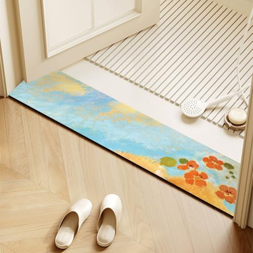 Anti-Rutschen kann schmale Türkissen waschen, Saugfähige, schnelltrocknende, maschinenwaschbare Bade- und Küchenmatte, Mehrfarbig, mehrere Größen(M,25x100cm) von ELDFLRURB