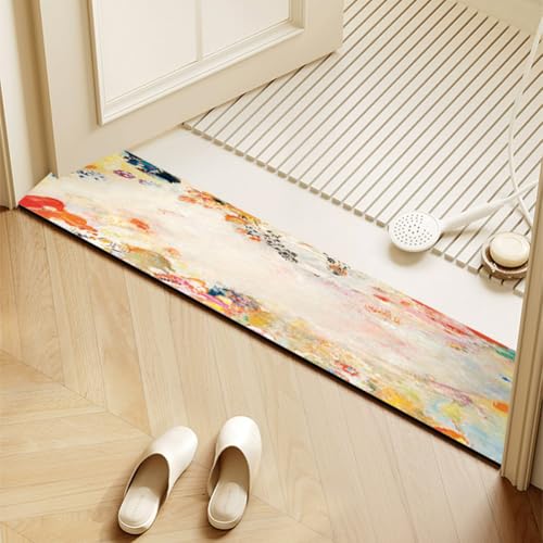 Anti-Rutschen kann schmale Türkissen waschen, Saugfähige, schnelltrocknende, maschinenwaschbare Bade- und Küchenmatte, Mehrfarbig, mehrere Größen(Q,25x60cm) von ELDFLRURB