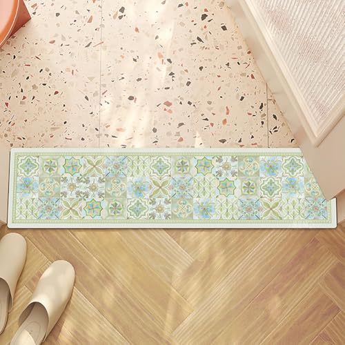 Anti-Rutschen kann schmale Türkissen waschen, Saugfähige Badematte, Mehrfarbig, mehrere Größen, passt unter die Tür, for Badezimmer, Küche, Schlafzimmer(Green1,10x80cm) von ELDFLRURB