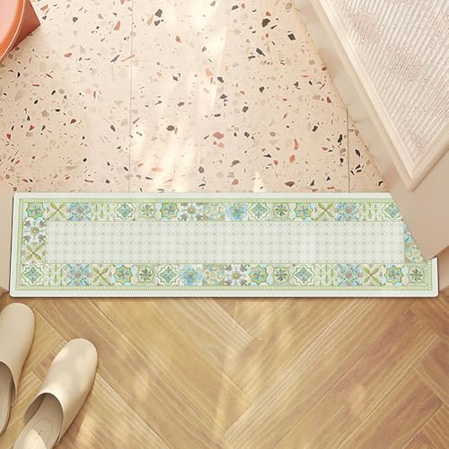 Anti-Rutschen kann schmale Türkissen waschen, Saugfähige Badematte, Mehrfarbig, mehrere Größen, passt unter die Tür, for Badezimmer, Küche, Schlafzimmer(Green2,10x60cm) von ELDFLRURB