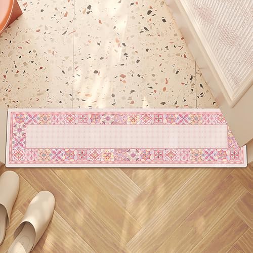 Anti-Rutschen kann schmale Türkissen waschen, Saugfähige Badematte, Mehrfarbig, mehrere Größen, passt unter die Tür, for Badezimmer, Küche, Schlafzimmer(Pink2,20x80cm) von ELDFLRURB