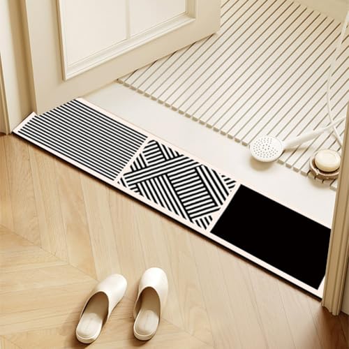 ELDFLRURB Anti-Rutschen kann schmale Türkissen waschen, Badematte mit Kieselalgenschlamm, maschinenwaschbar, mehrere Größen, Mehrfarbig(N,10x60cm) von ELDFLRURB