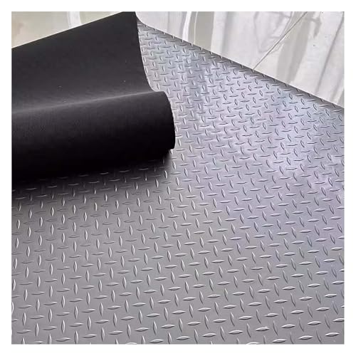 ELDFLRURB Rutschfeste industrielle Linoleum-Fußmatte, PVC, Garagen-Fußmatte, PVC, 2,5 mm, mehrfarbig, mehrere Größen, rutschfest, wasserdicht, Rautenstruktur (Grau, 120 x 1000 cm) von ELDFLRURB