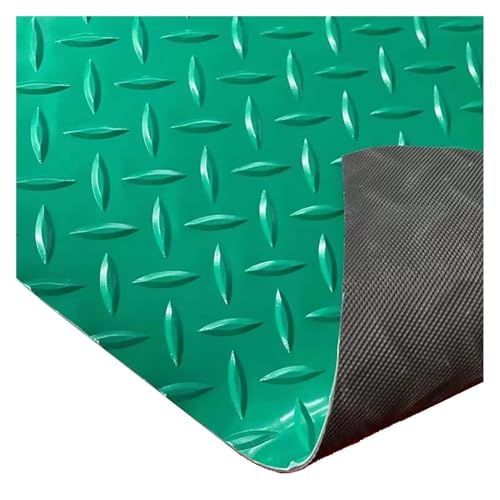ELDFLRURB Rutschfeste industrielle Linoleum-Fußmatte, PVC, Garagen-Fußmatte, PVC, 2,5 mm, mehrfarbig, mehrere Größen, rutschfest, wasserdicht, Rautenstruktur (Grün, 90 x 1000 cm) von ELDFLRURB