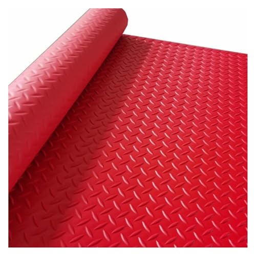 ELDFLRURB Rutschfeste industrielle Linoleum-Fußmatte, PVC-Garagen-Fußmatte, 1,6 mm dick, mehrfarbig, 61 x 99 cm, Rot, 99,1 x 99,1 cm von ELDFLRURB