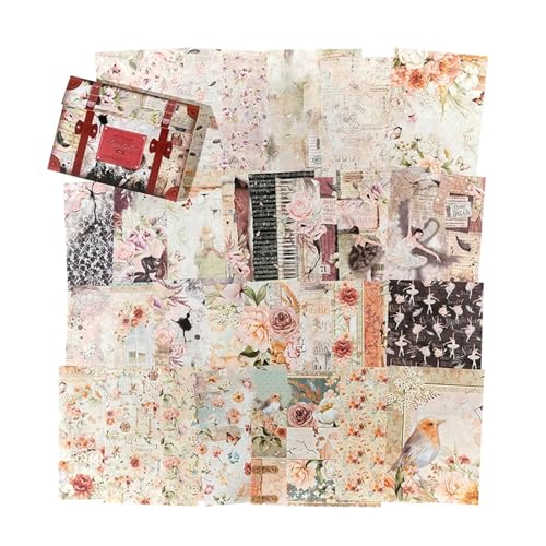 Retro Stickerbuch Set, 60 Blatt Vintage Papier für Scrapbooking, Dekoration, selbstklebend, für Tagebuch, Fotoalbum, Dekoration (5) von ELDFLRURB