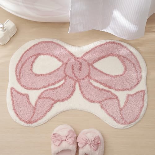 ELDONE Badezimmerteppich, Schleifen-Form, klein, niedlich, rutschfest, Mikrofaser, ästhetisch, trendig, flippig, lustig, adrett, mädchenförmig, dekorativ, für Mädchen, Kinderzimmer, Kinderzimmer ELDONE Badezimmerteppich, Schleifen-Form, klein, niedlich, rutschfest, Mikrofaser, ästhetisch, trendig, flippig, lustig, adrett, mädchenförmig, dekorativ, für Mädchen, Kinderzimmer, Kinderzimmer von ELDONE