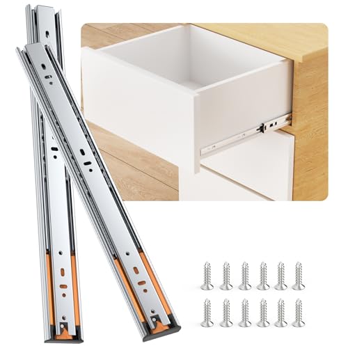 14 Zoll (1 Paar) Schubladenführungen mit Soft-Close-Funktion, 3-fach Vollauszug, für Küchenschränke, Tragkraft 45 kg von ELEBUILD