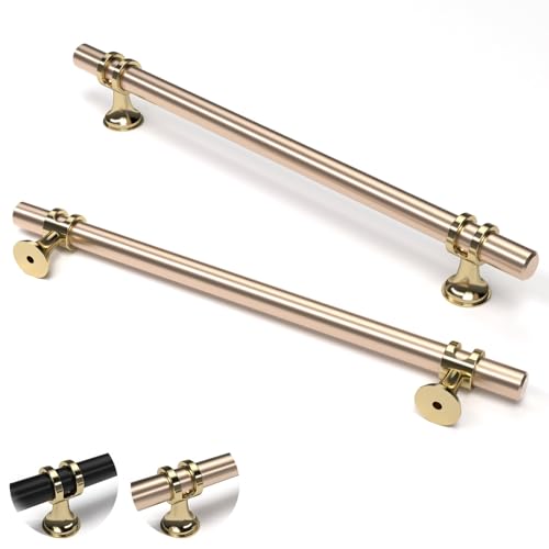 ELEBUILD 10 Stück,192mm(7.5Inch), Hellgold Schrankgriffe aus Zinklegierung, Moderne Küchengriffe, Möbelgriffe von ELEBUILD