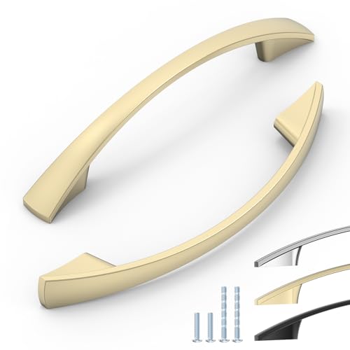 ELEBUILD 12 Pack, 96mm, gebürstetem Messing, Schrankgriffe, Elegante küchengriffe, Möbelgriffe von ELEBUILD