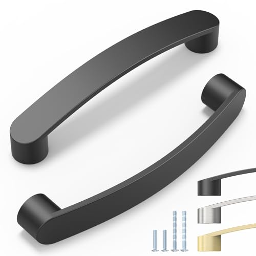 ELEBUILD 12 Stück, 128mm, Mattschwarz, Moderne Designküche zieht für Möbelgriffe von ELEBUILD