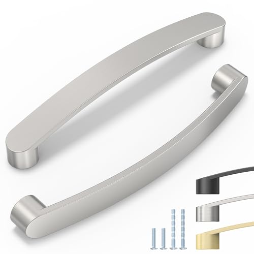 ELEBUILD 12 Stück, 160mm, Gebürstetes Nickel, Moderne Designküche zieht für Möbelgriffe von ELEBUILD