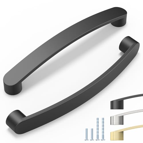 ELEBUILD 12 Stück, 160mm, Mattschwarz, Moderne Designküche zieht für Möbelgriffe von ELEBUILD