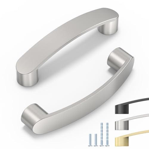 ELEBUILD 12 Stück, 96mm, Gebürstetes Nickel, Moderne Designküche zieht für Möbelgriffe von ELEBUILD