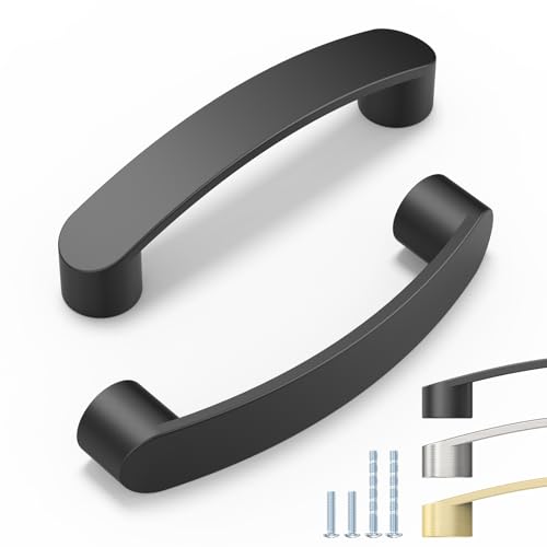 ELEBUILD 12 Stück, 96mm,Mattschwarz, Moderne Designküche zieht für Möbelgriffe von ELEBUILD