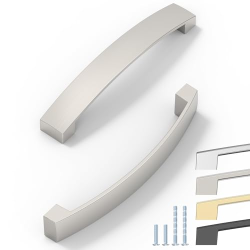 ELEBUILD 12er Pack Griffe, 128mm, Satin Nickel gebürstet, Griffe für den Schrank, Elegante Griffe für die Küche von ELEBUILD