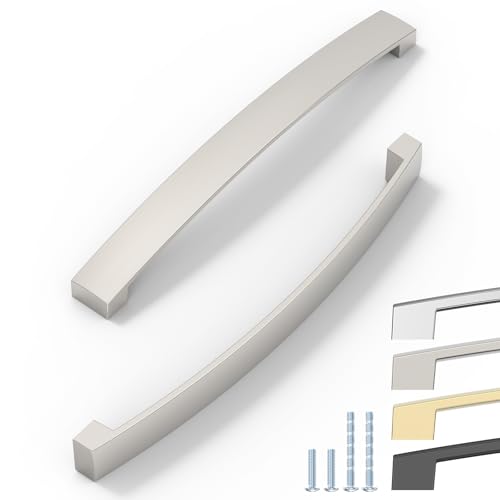ELEBUILD 12er Pack Griffe, 192mm, Satin Nickel gebürstet, Griffe für den Schrank, Elegante Küchengriffe von ELEBUILD