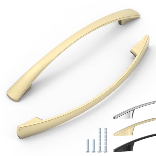 ELEBUILD 6 Pack, 128mm, Gebürstetes Messing, Schrankgriffe, Elegante Küchengriffe, Möbelgriffe von ELEBUILD