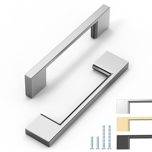 ELEBUILD 6 Pack, 96mm, Chrom, Schrankgriffe, Modern Slim Kitchen Griffe von ELEBUILD