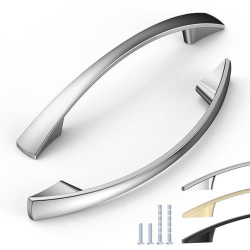 ELEBUILD 6 Pack, 96mm, Gebürstetes Nickel, Schrankgriffe, Elegante Küchengriffe, Möbelgriffe von ELEBUILD